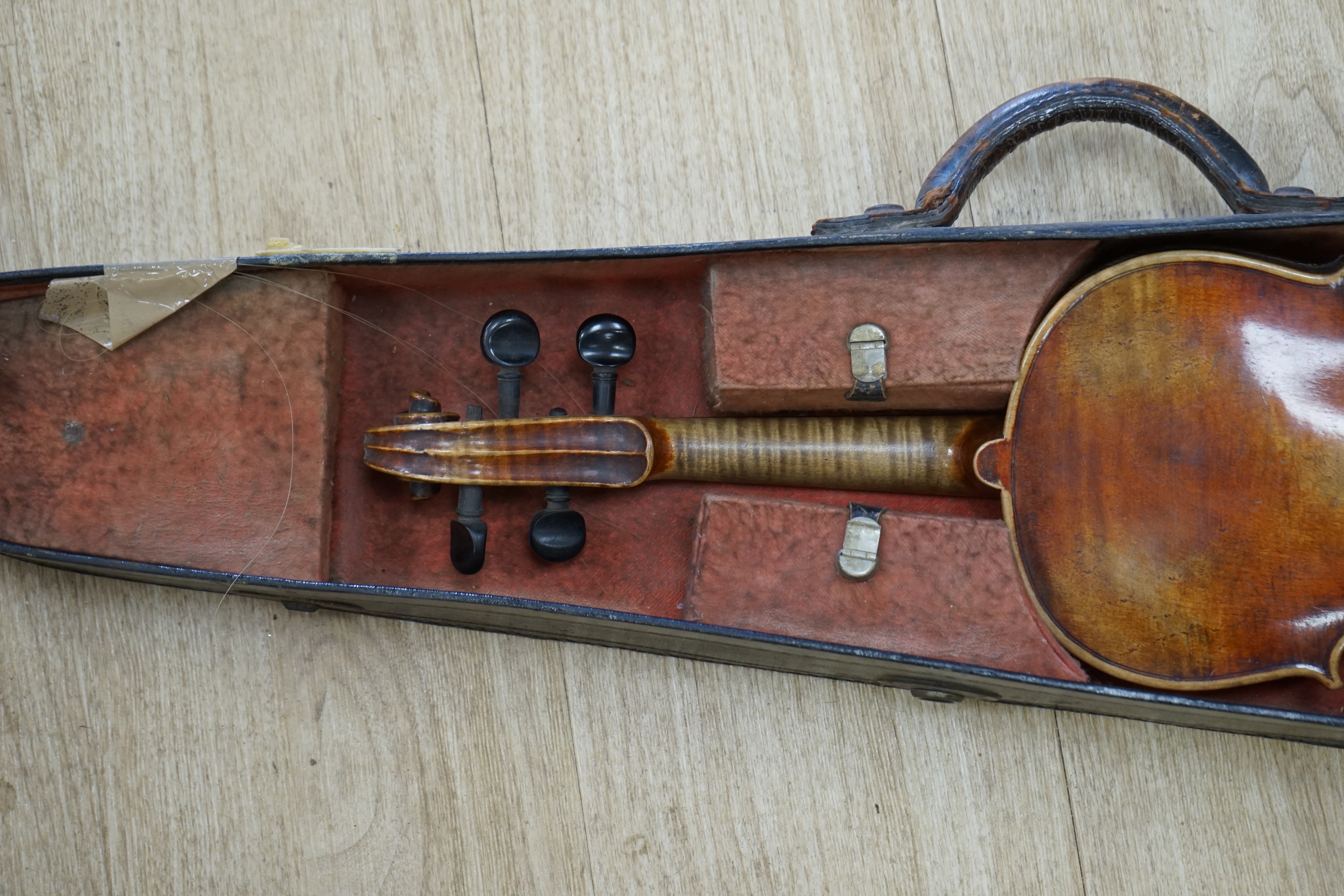 A 19th century German violin, 60cm, in case